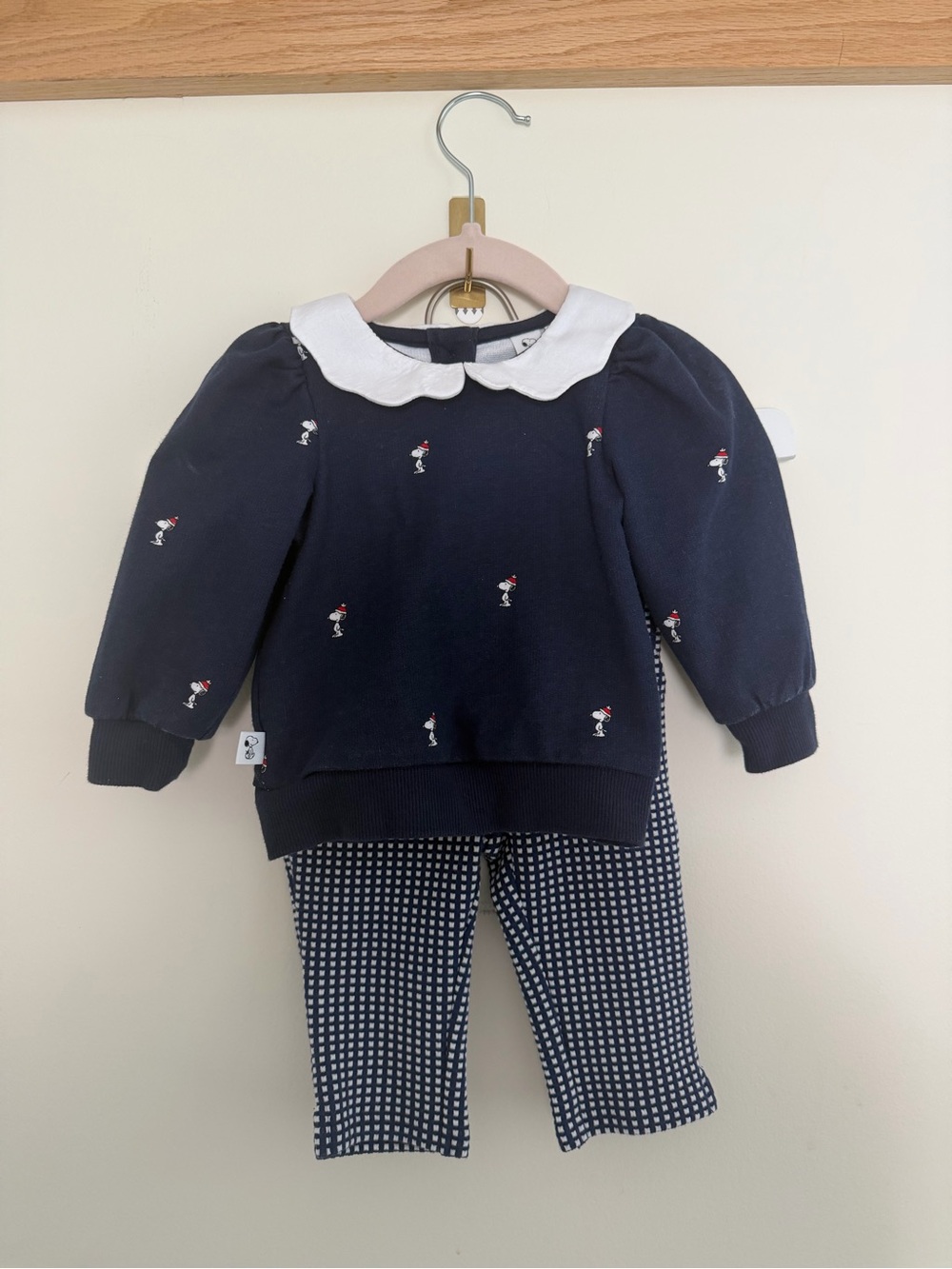 Janie and Jack Navy and White Santa Snoopy Two-Piece Set 6-12 Months